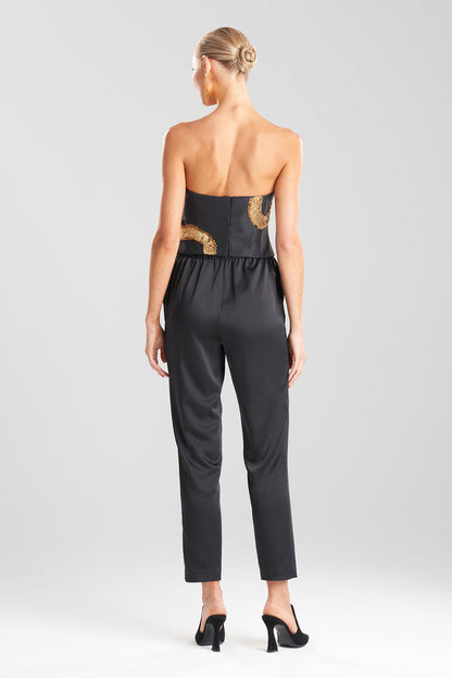 Buy Couture Dragon Embroidered Silk Bustier in Black Online Black