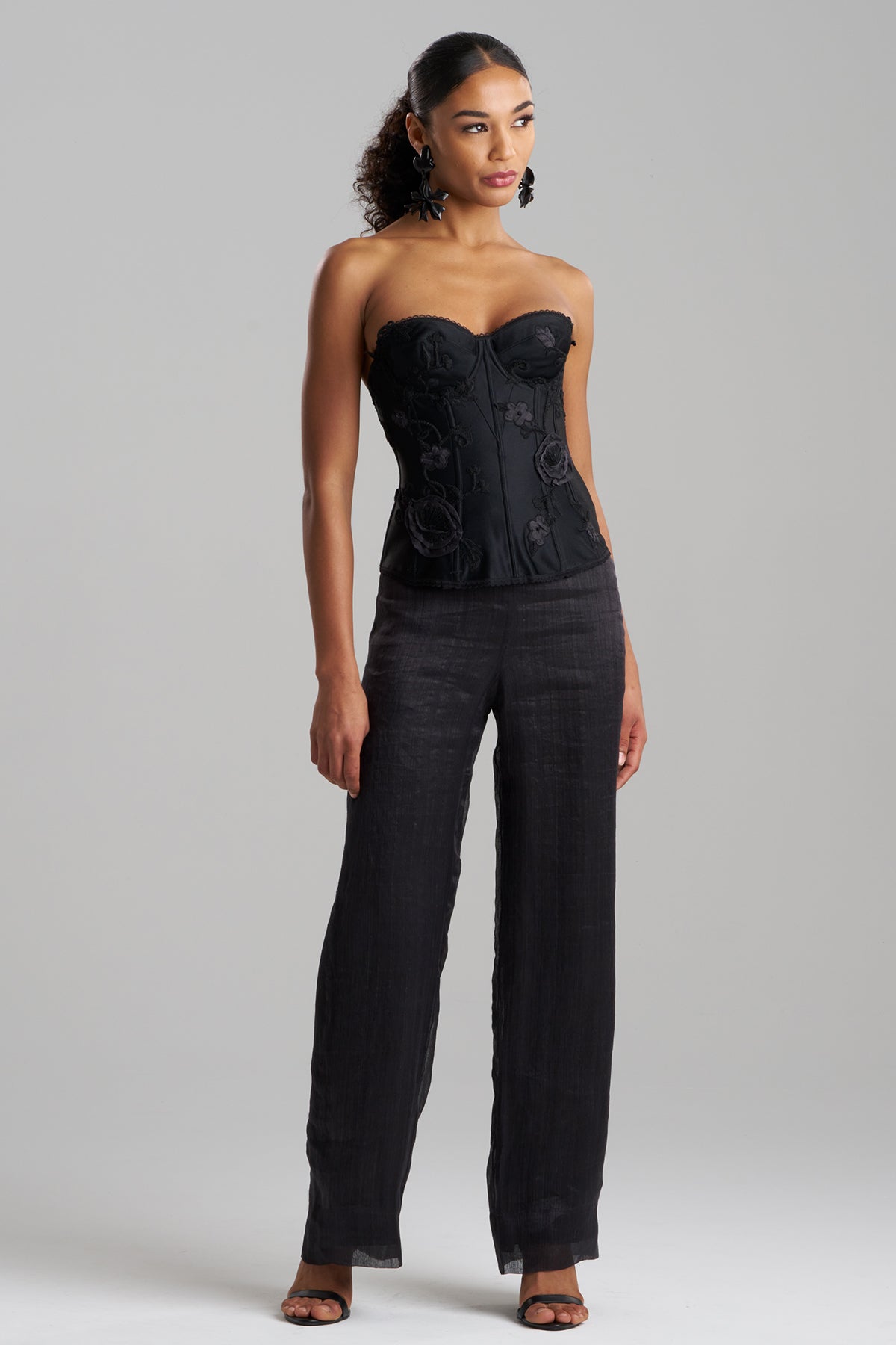 Couture Piña Embroidered Bustier Black