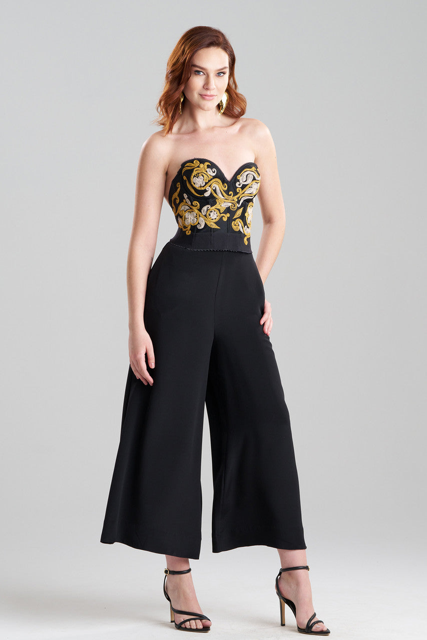 Buy Floral Embroidered Corset in Black Online Black