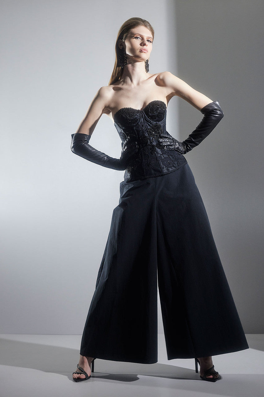 Buy Floral Beaded Corset in Black Online Black