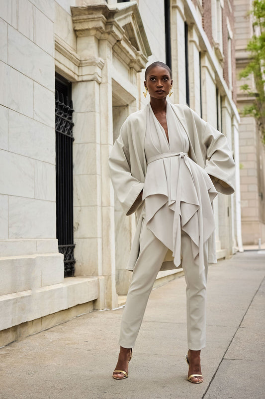 Techno Crepe Side Zip Ankle Pants Pearl