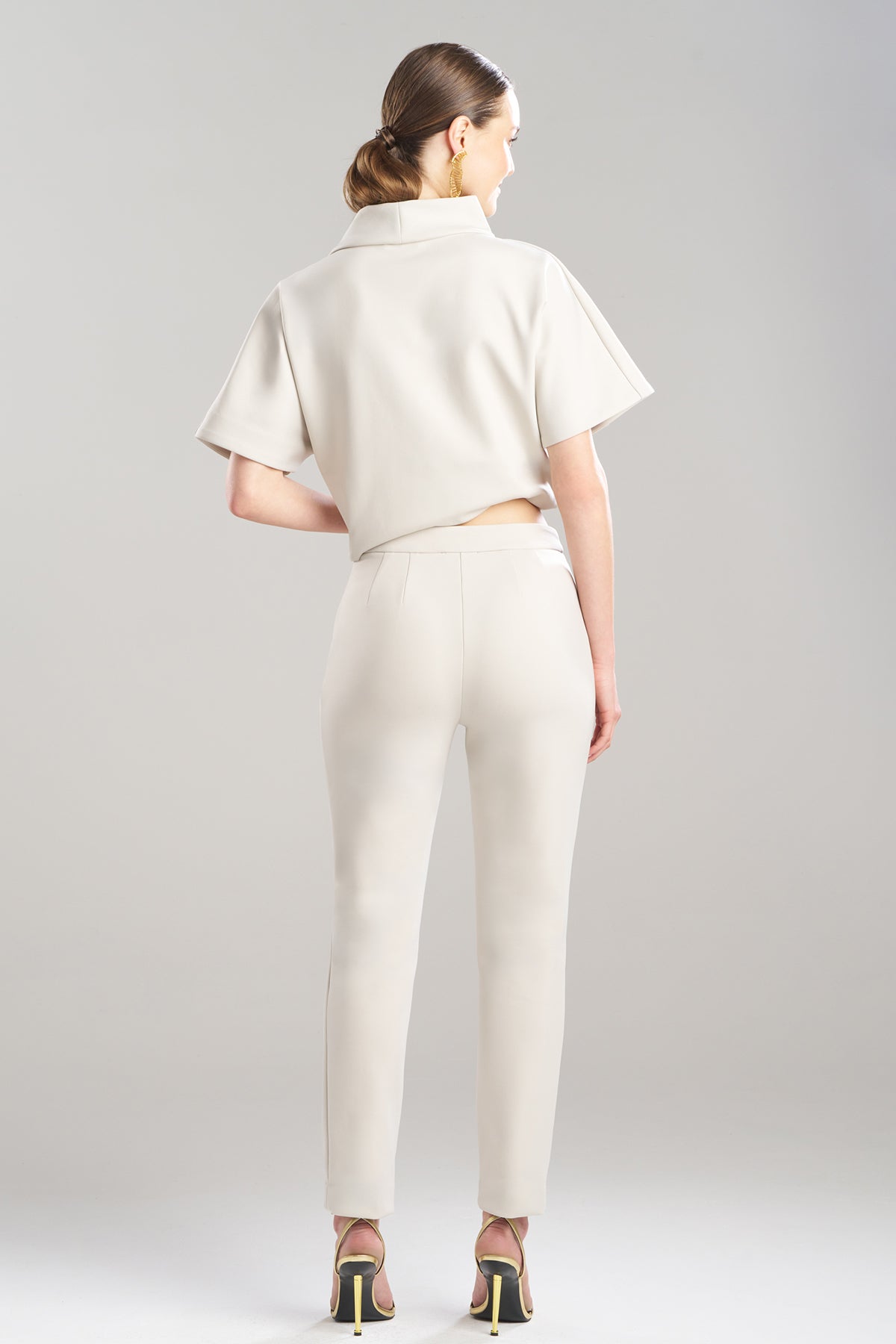Techno Crepe Side Zip Ankle Pants Pearl