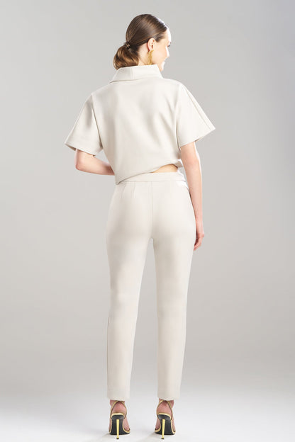 Techno Crepe Side Zip Ankle Pants Pearl