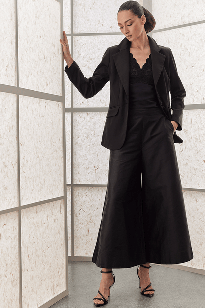 Buy Couture Silk Crepe Palazzo Pants in Black Online Black