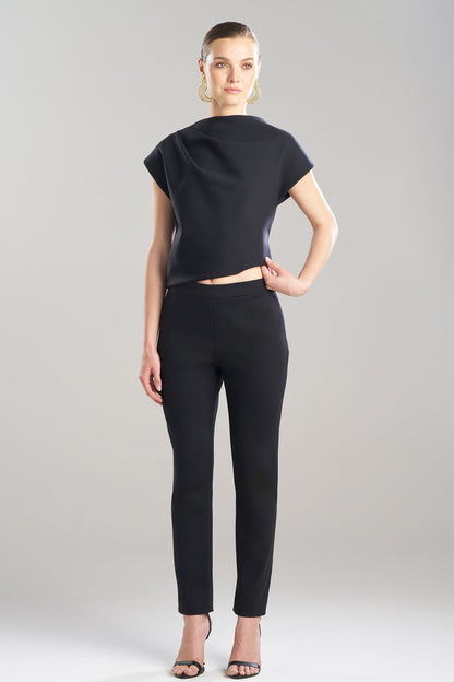 Techno Crepe Side Zip Ankle Pants Black