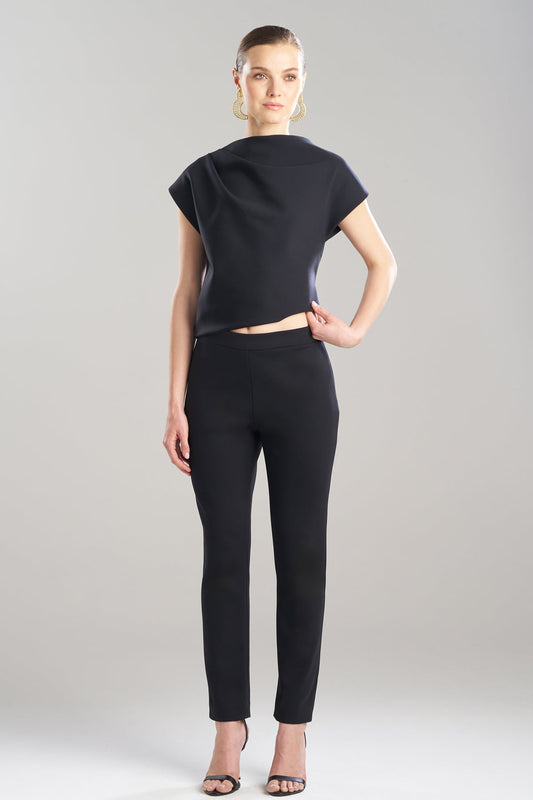Techno Crepe Side Zip Ankle Pants Black