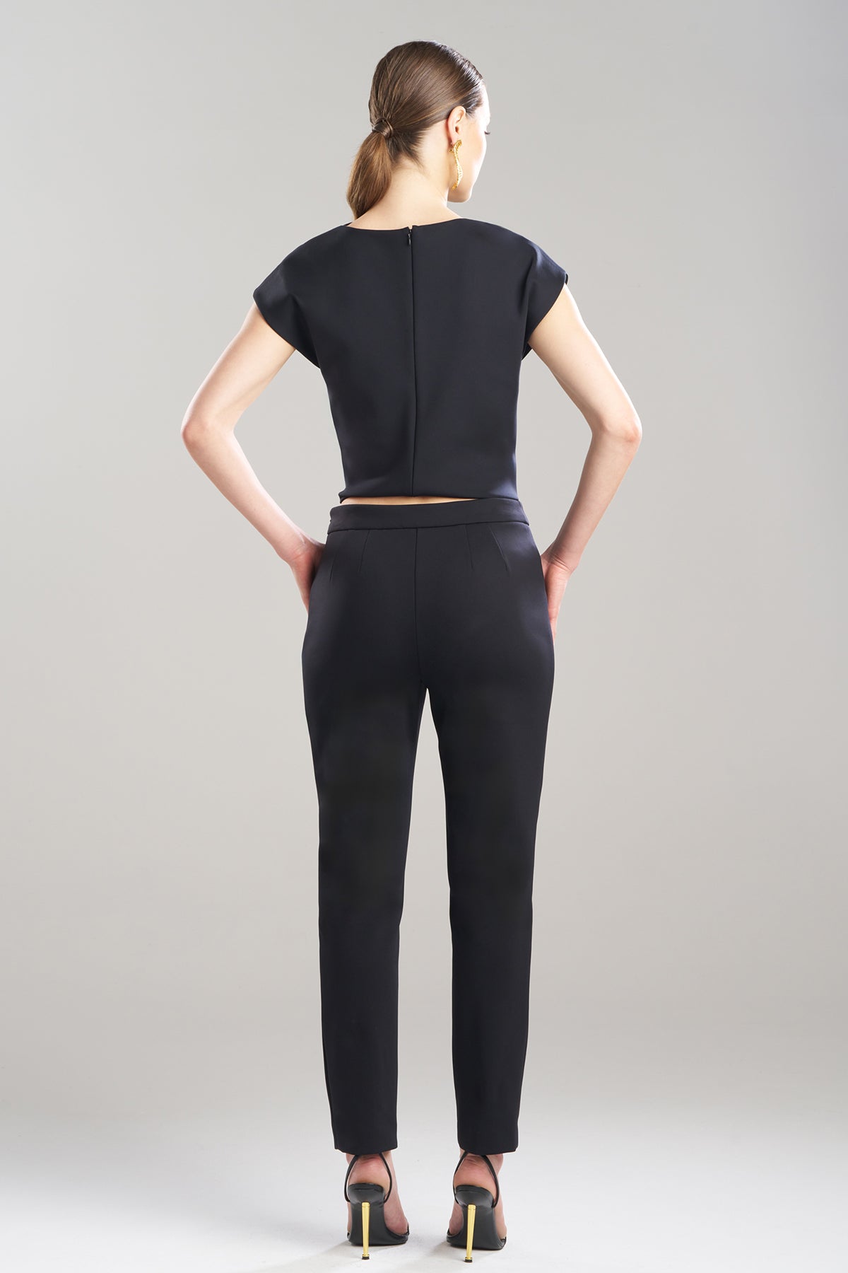 Techno Crepe Side Zip Ankle Pants Black