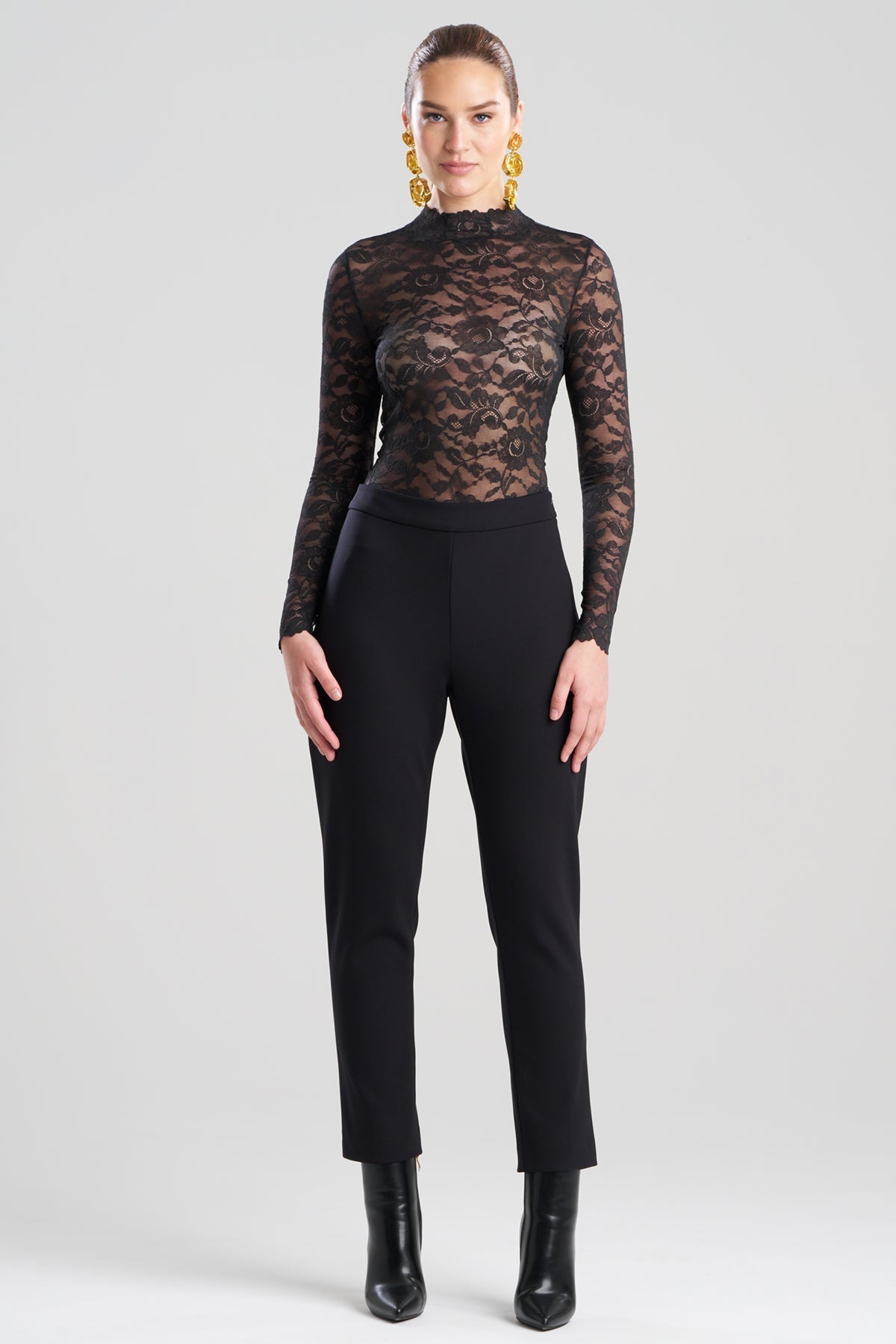 Techno Crepe Side Zip Ankle Pants Black