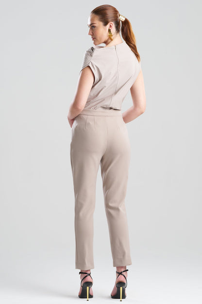 Techno Crepe Side Zip Ankle Pants Taupe