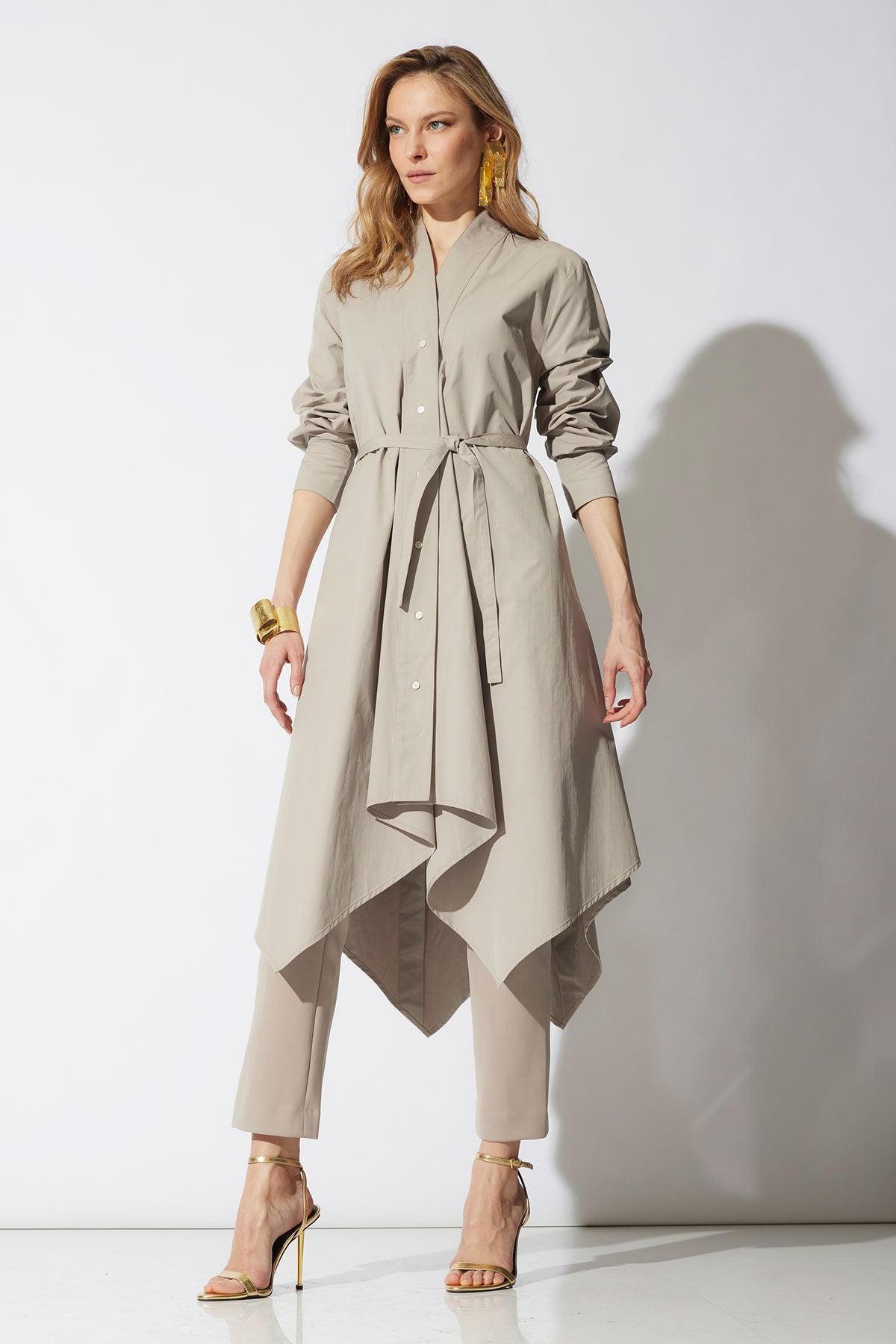 Techno Crepe Side Zip Ankle Pants Taupe