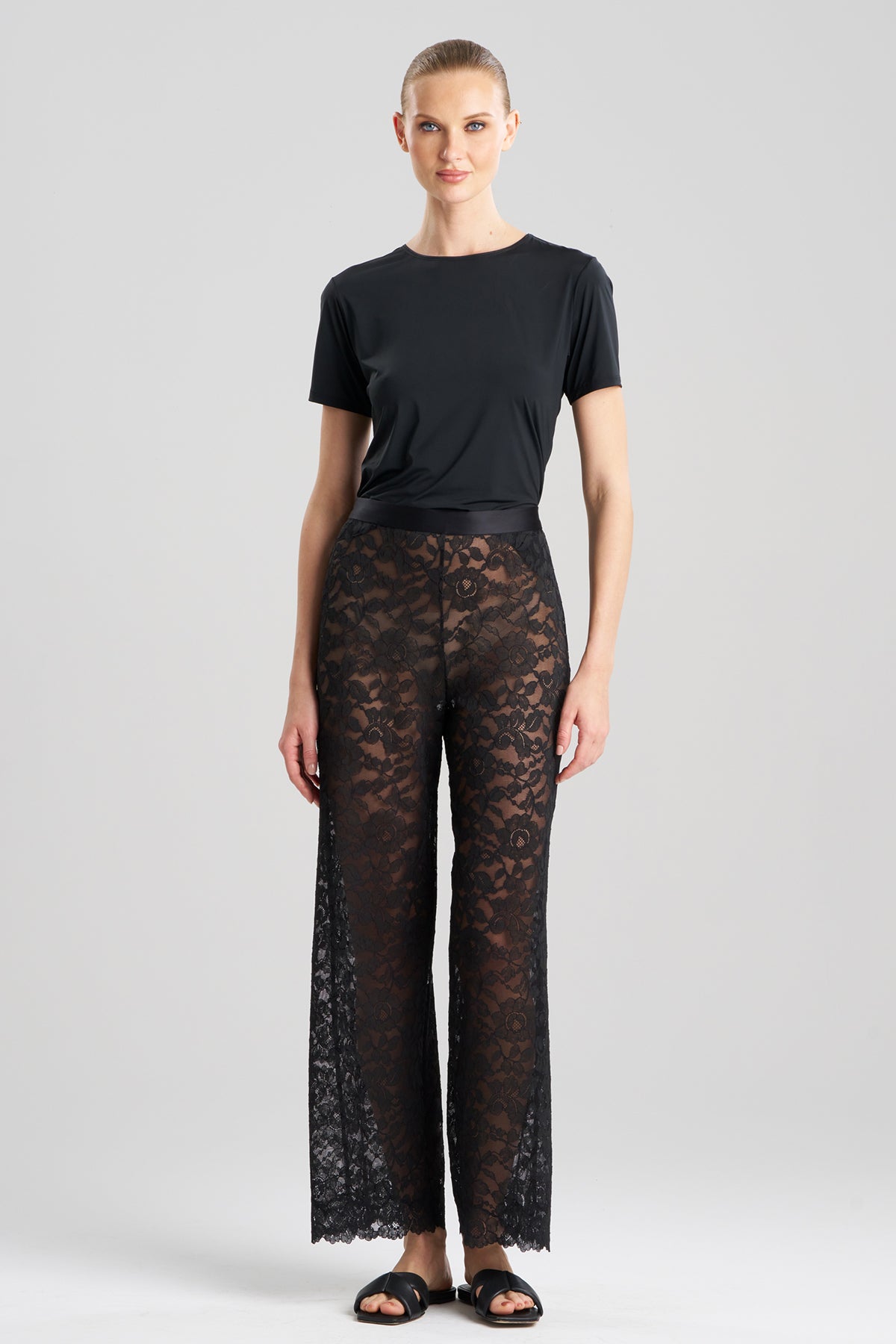 Peony Allover Lace Pants Black