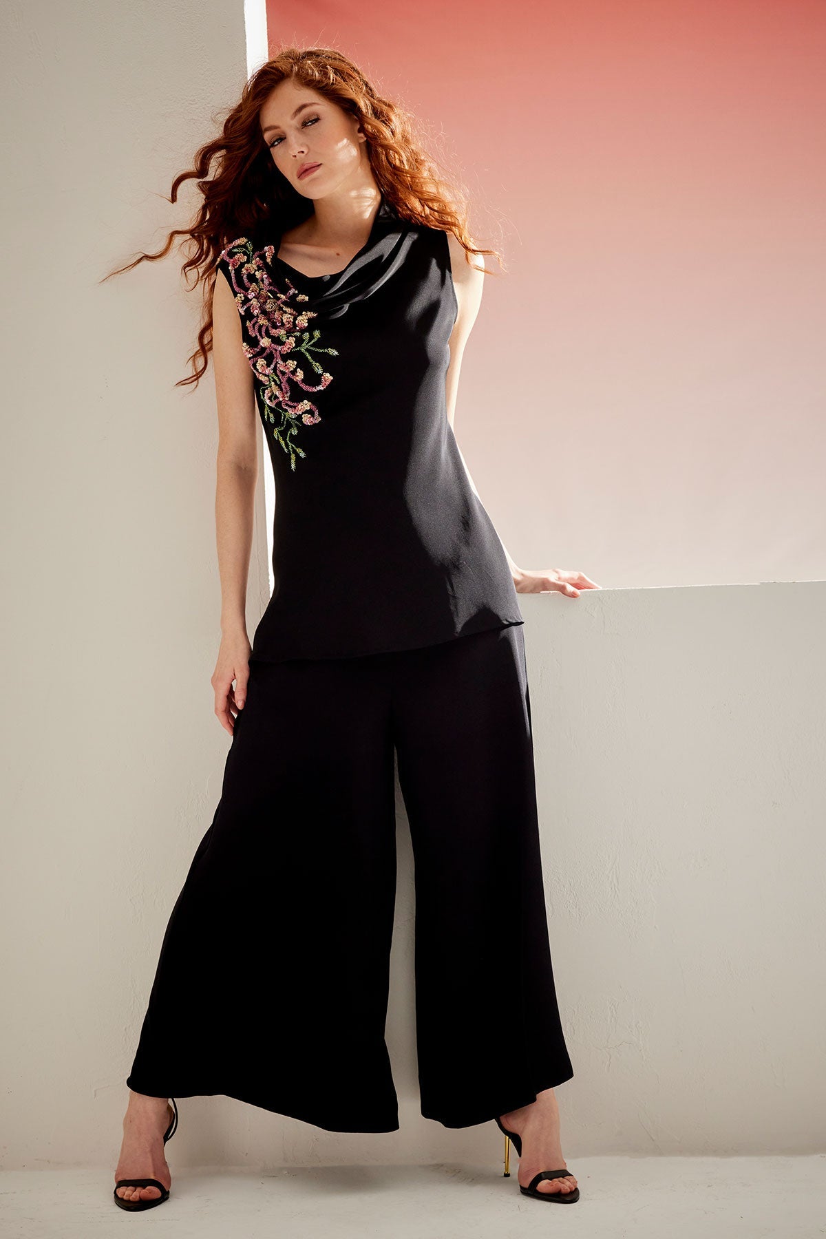 Buy Couture Silk Dupioni Palazzo Pants in Black Online Black