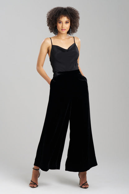 Buy Couture Velvet Silk Palazzo Pants in Black Online Black
