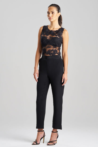 Buy Silk Crepe Tapered Pants in Black Online Black