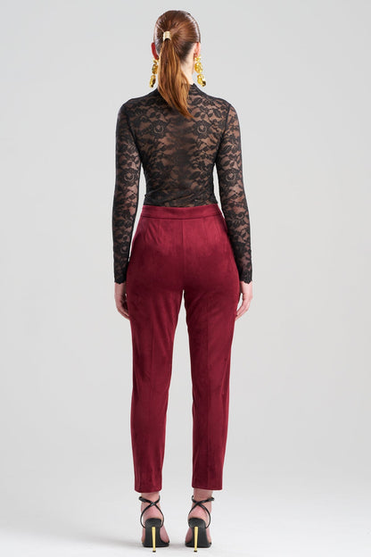 Vegan Luxe Suede Side Zip Ankle Pants Ruby