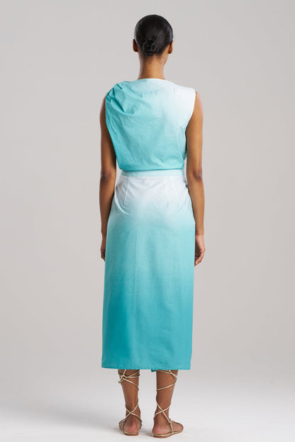 Akari Cotton Wrap Skirt Mizu Blue