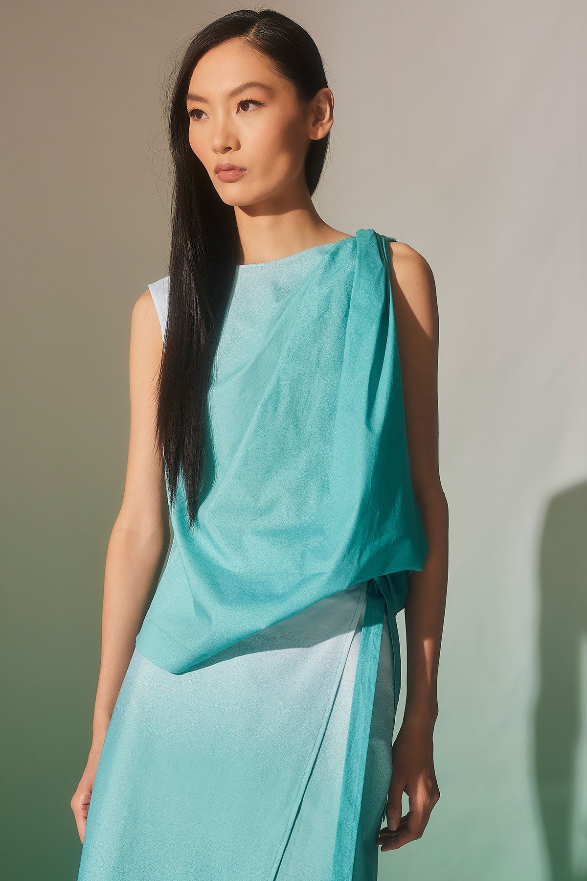 Akari Cotton Wrap Skirt Mizu Blue