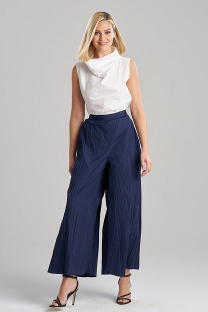 Buy Taffeta Plisse Pants in Midnight Navy Online Midnight Navy