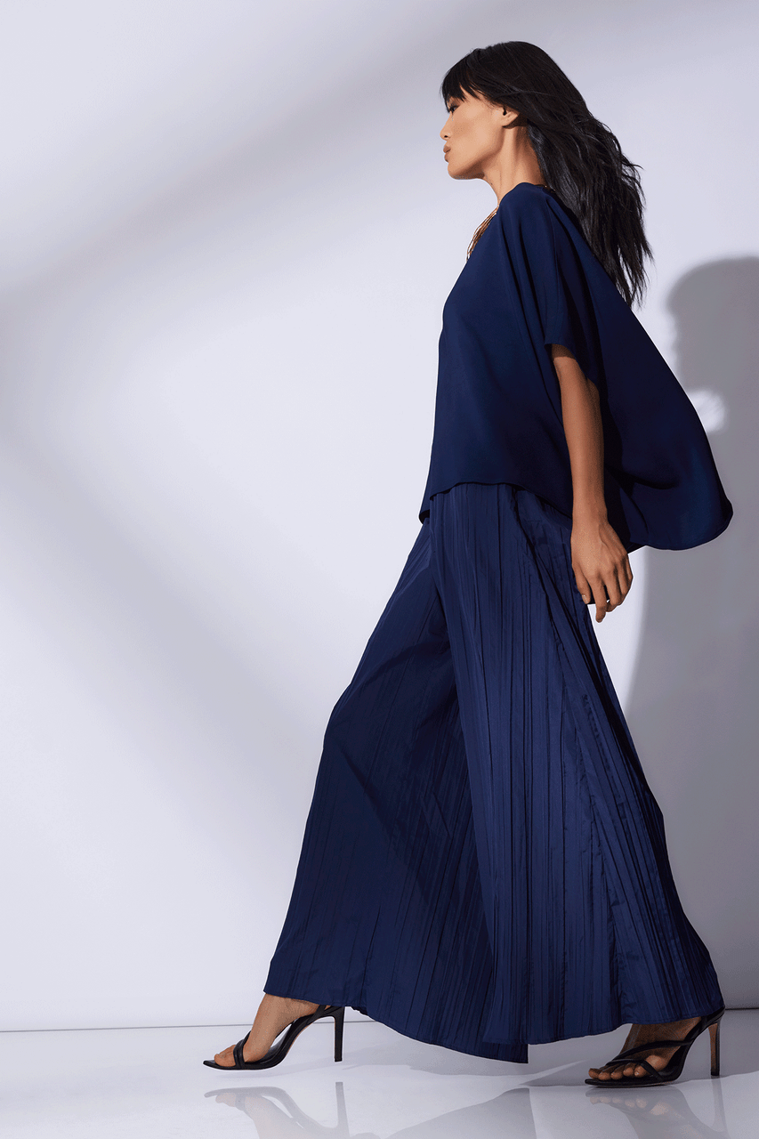 Buy Taffeta Plisse Pants in Midnight Navy Online Midnight Navy