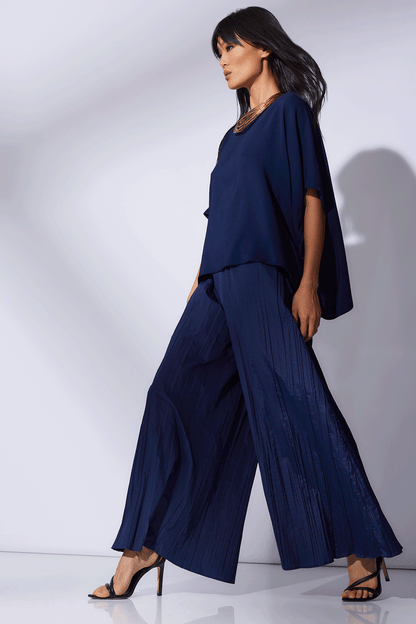 Buy Taffeta Plisse Pants in Midnight Navy Online Midnight Navy