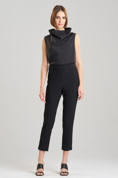 Buy Stretch Texture Jacquard Ankle Pants in Black Online Black