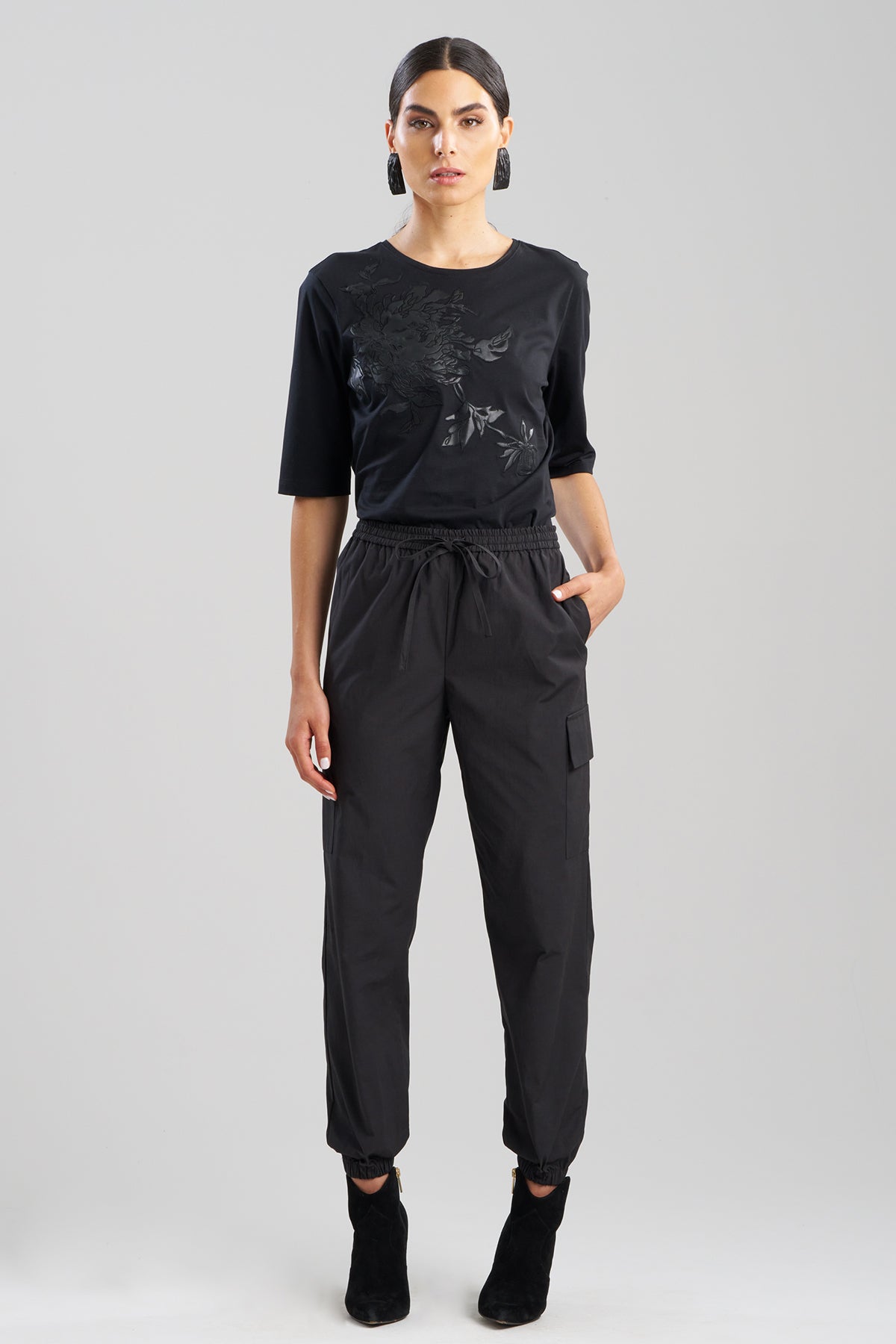 Buy Tech Cotton Taffeta Cargo Joggers online Black