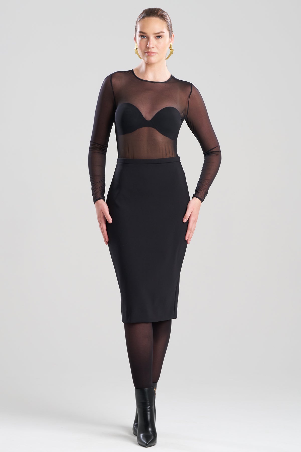 Techno Crepe Pencil Skirt Black