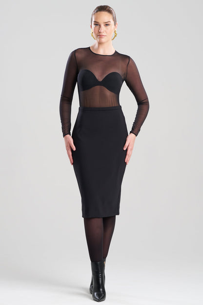 Techno Crepe Pencil Skirt Black