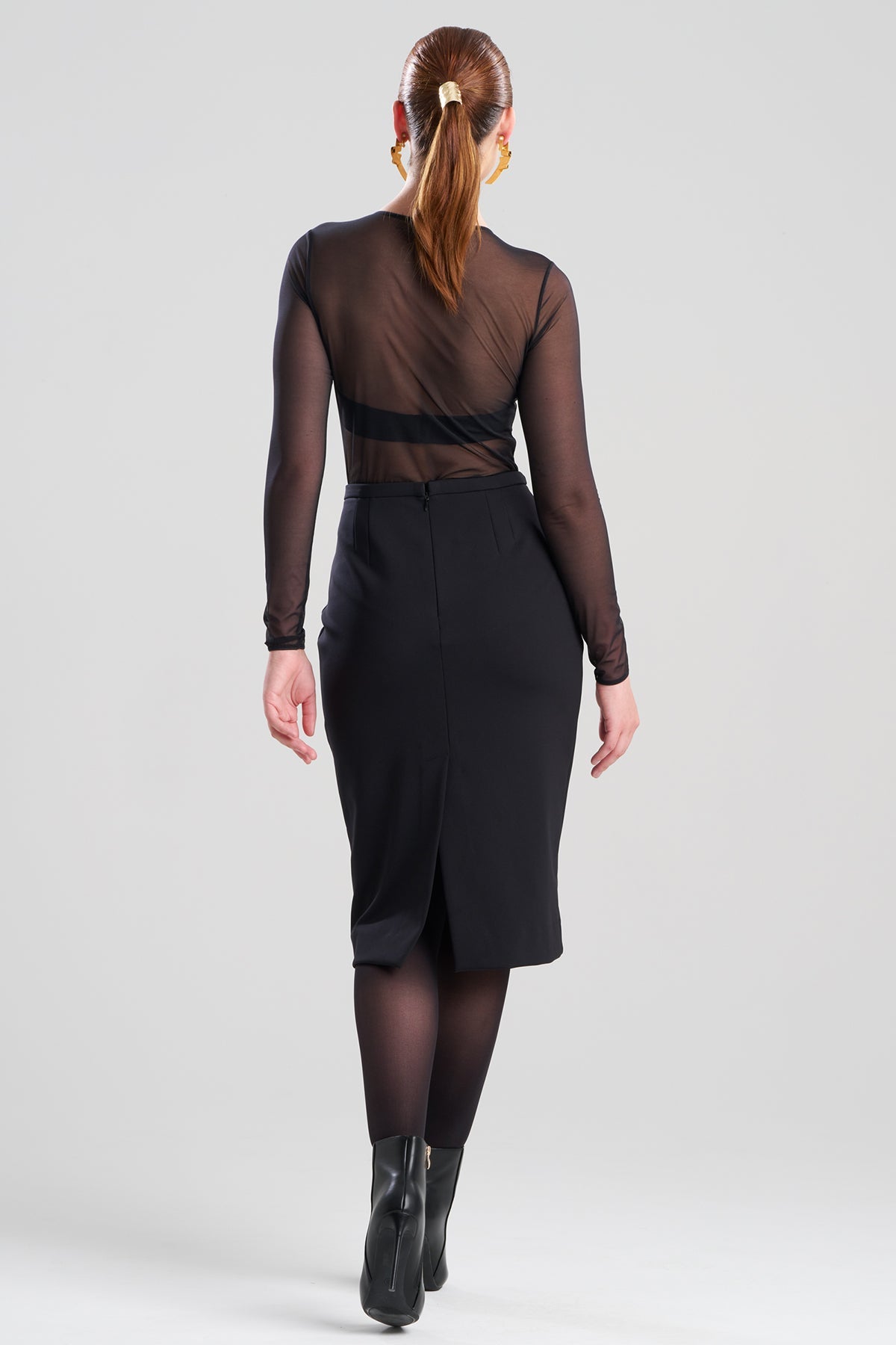 Techno Crepe Pencil Skirt Black