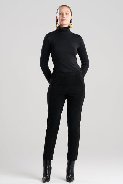 Vegan Luxe Suede Side Zip Ankle Pants Black