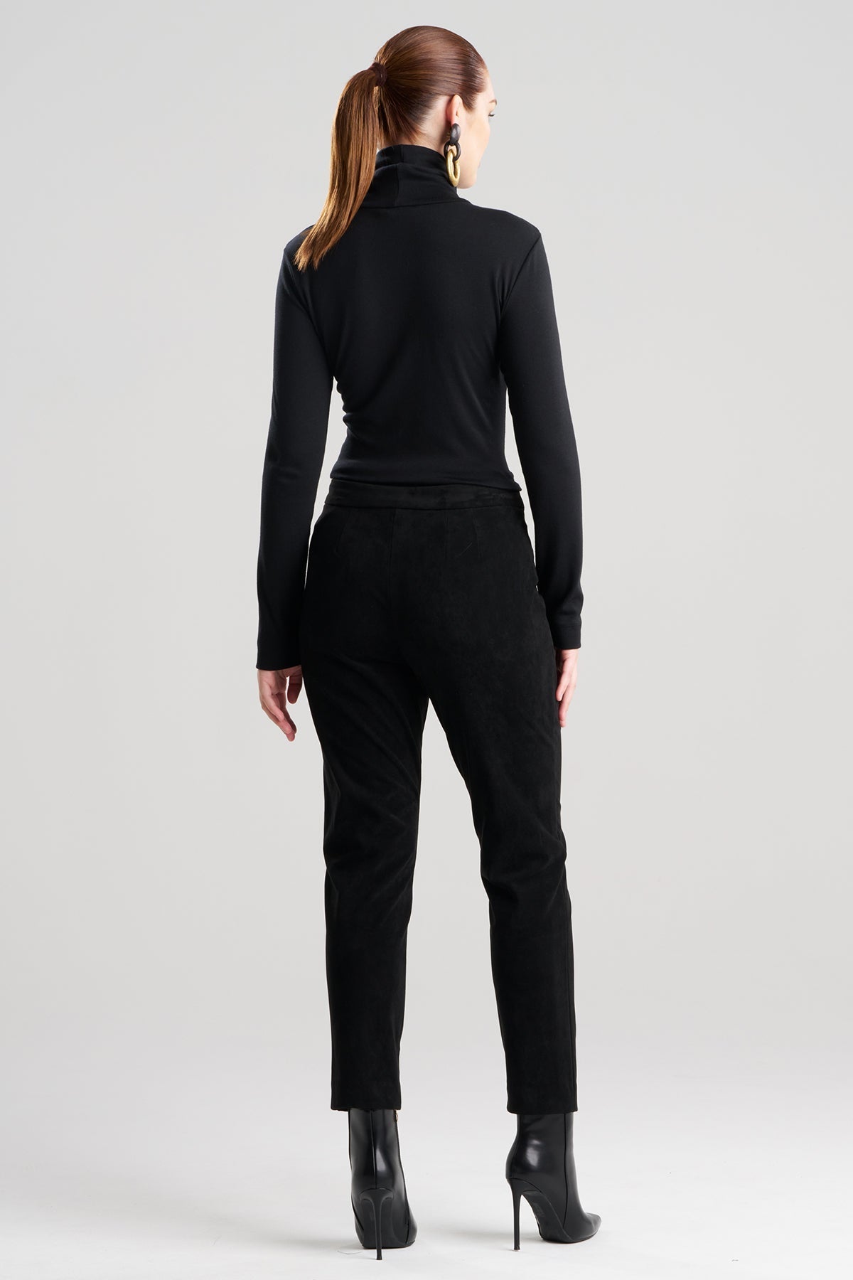 Vegan Luxe Suede Side Zip Ankle Pants Black