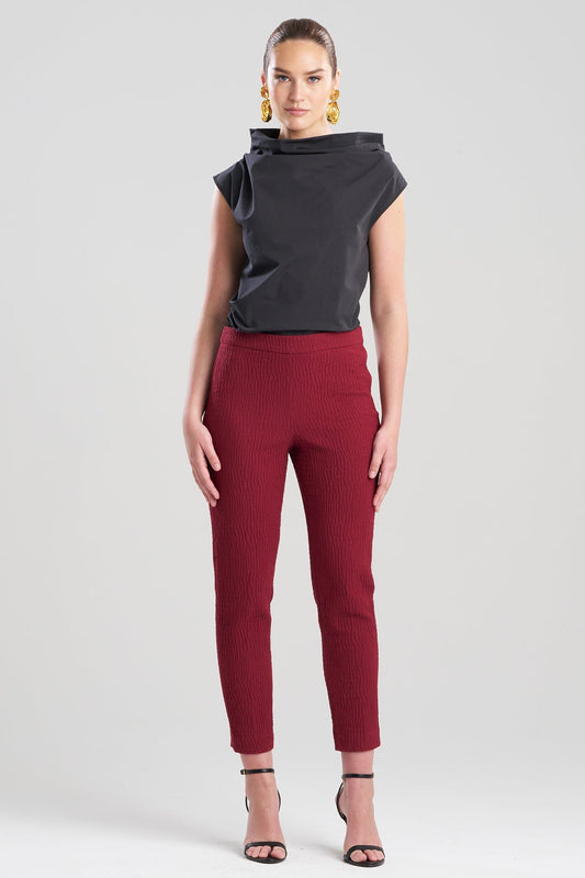 Textured Cotton Jacquard Ankle Pants Ruby