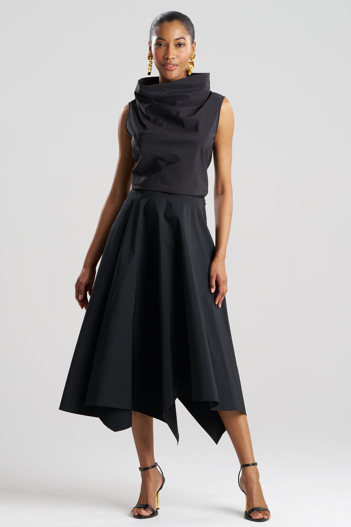 Taffeta Origami Maxi Skirt Black