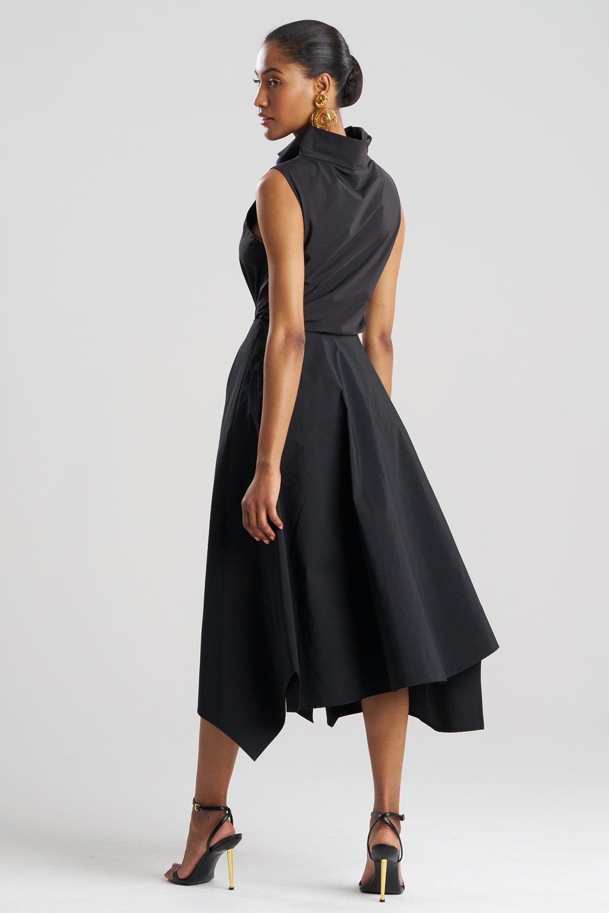 Taffeta Origami Maxi Skirt Black