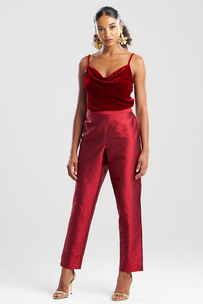 Couture Silk Dupioni Slim Pants Red Garnet