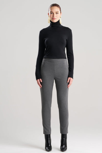 Compact Knit Side Zip Ankle Pants Dark Grey Heather