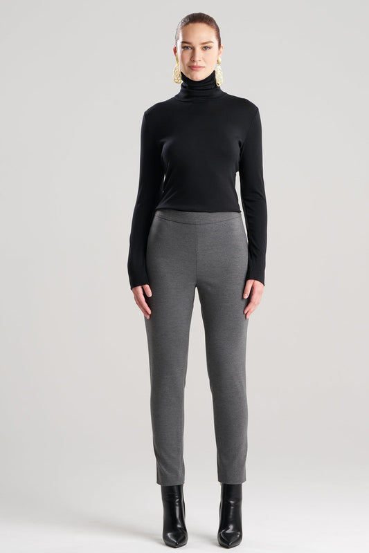 Compact Knit Side Zip Ankle Pants Dark Grey Heather