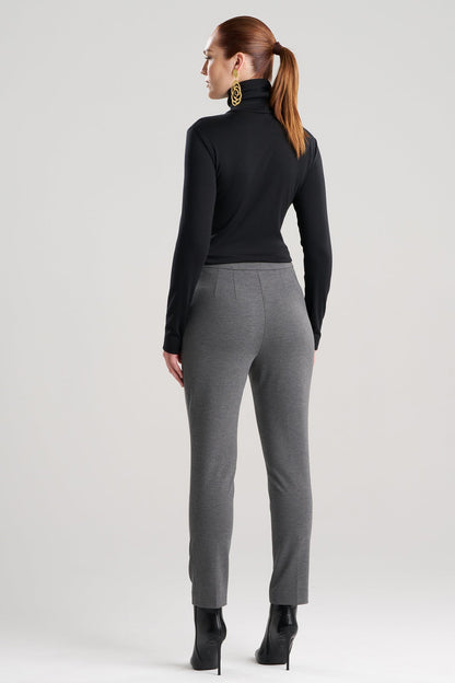 Compact Knit Side Zip Ankle Pants Dark Grey Heather