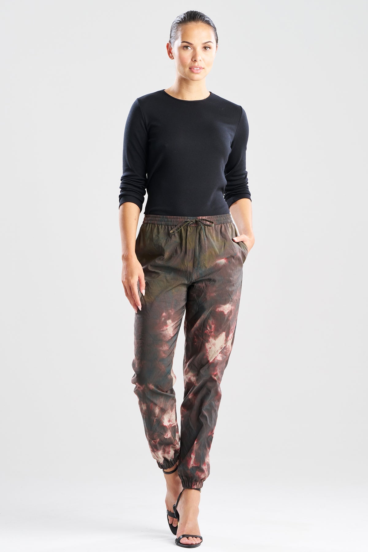 Niji Tie Dye Taffeta Joggers Green