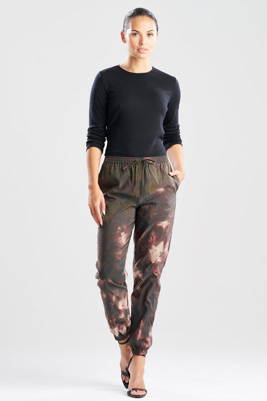 Niji Tie Dye Taffeta Joggers Green