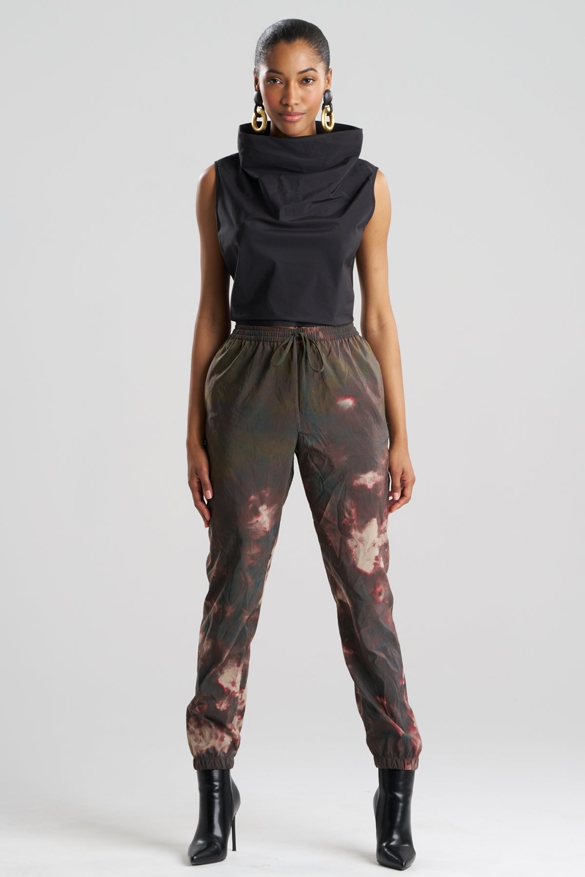 Niji Tie Dye Taffeta Joggers Green