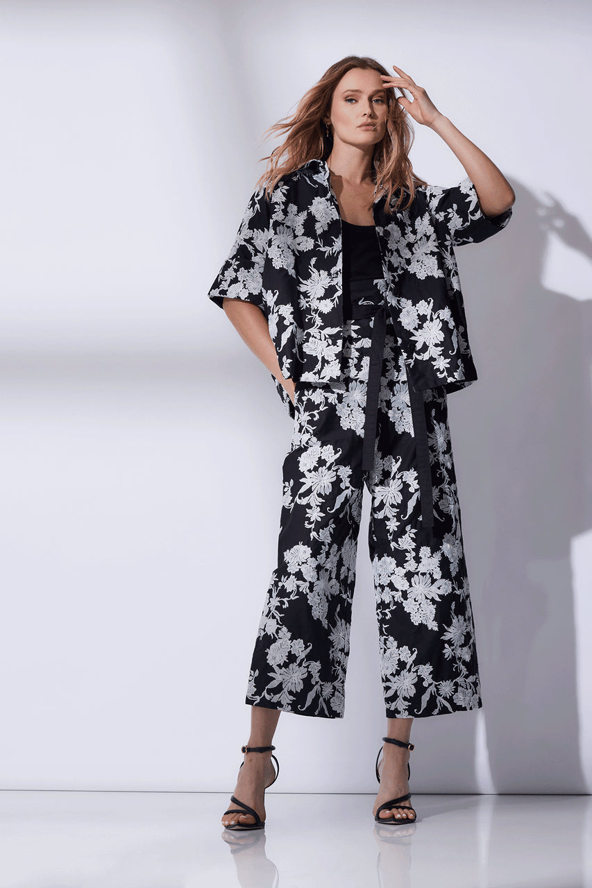 Buy Tangier Embroidered Cotton Pants in Black/White Online Black/White