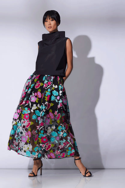 Buy Tangier Embroidered Tulle Maxi Skirt in Black Multi Online Black Multi
