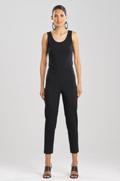 Compact Knit Side Zip Ankle Pants Black