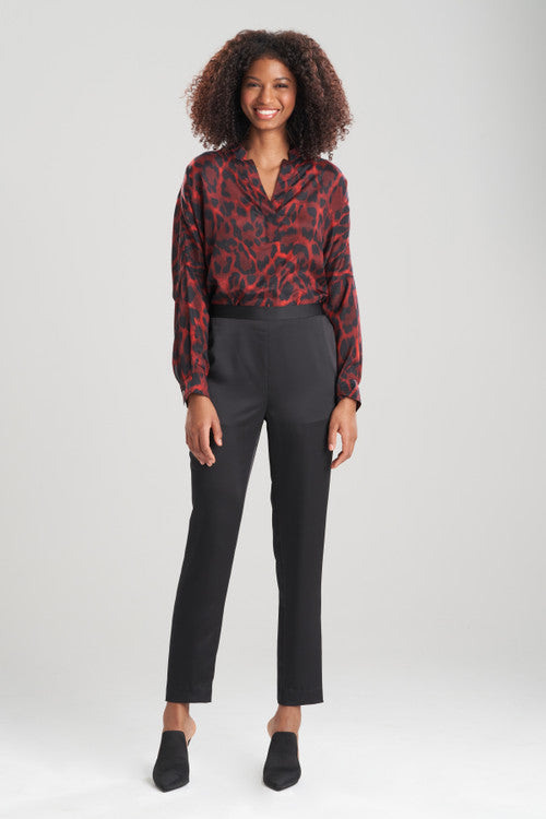Buy Luxe Charmeuse Pull On Tapered Pants in Black Online Black