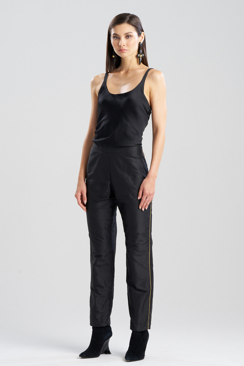 Buy Couture Silk Dupioni Embroidered Slim Pants in Black/Gold Online Black/Gold