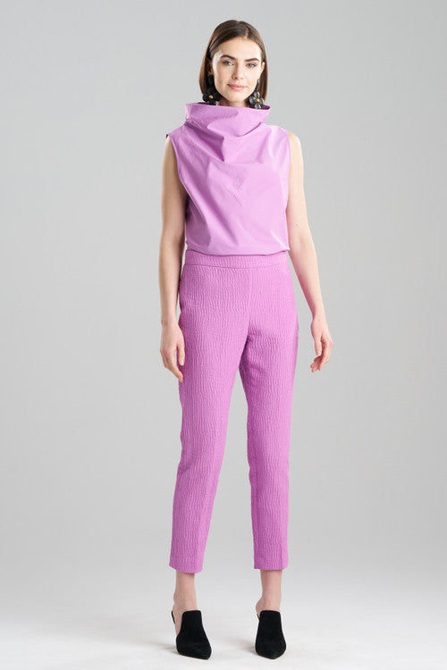 Buy Textured Cotton Jacquard Ankle Pants in Wild Pink Online Wild Pink
