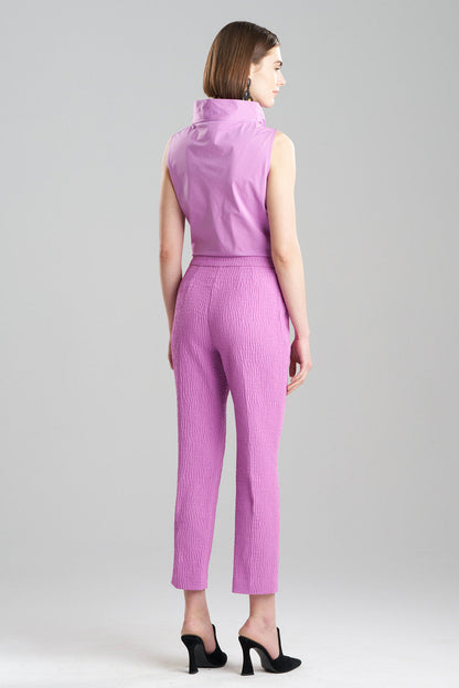 Buy Textured Cotton Jacquard Ankle Pants in Wild Pink Online Wild Pink
