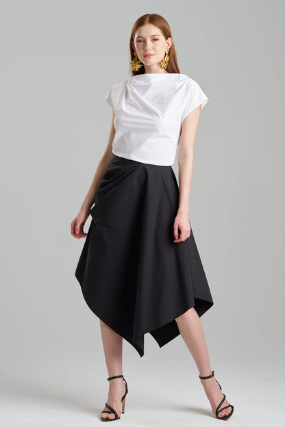 Tech Cotton Taffeta Origami Asymmetrical Skirt Black