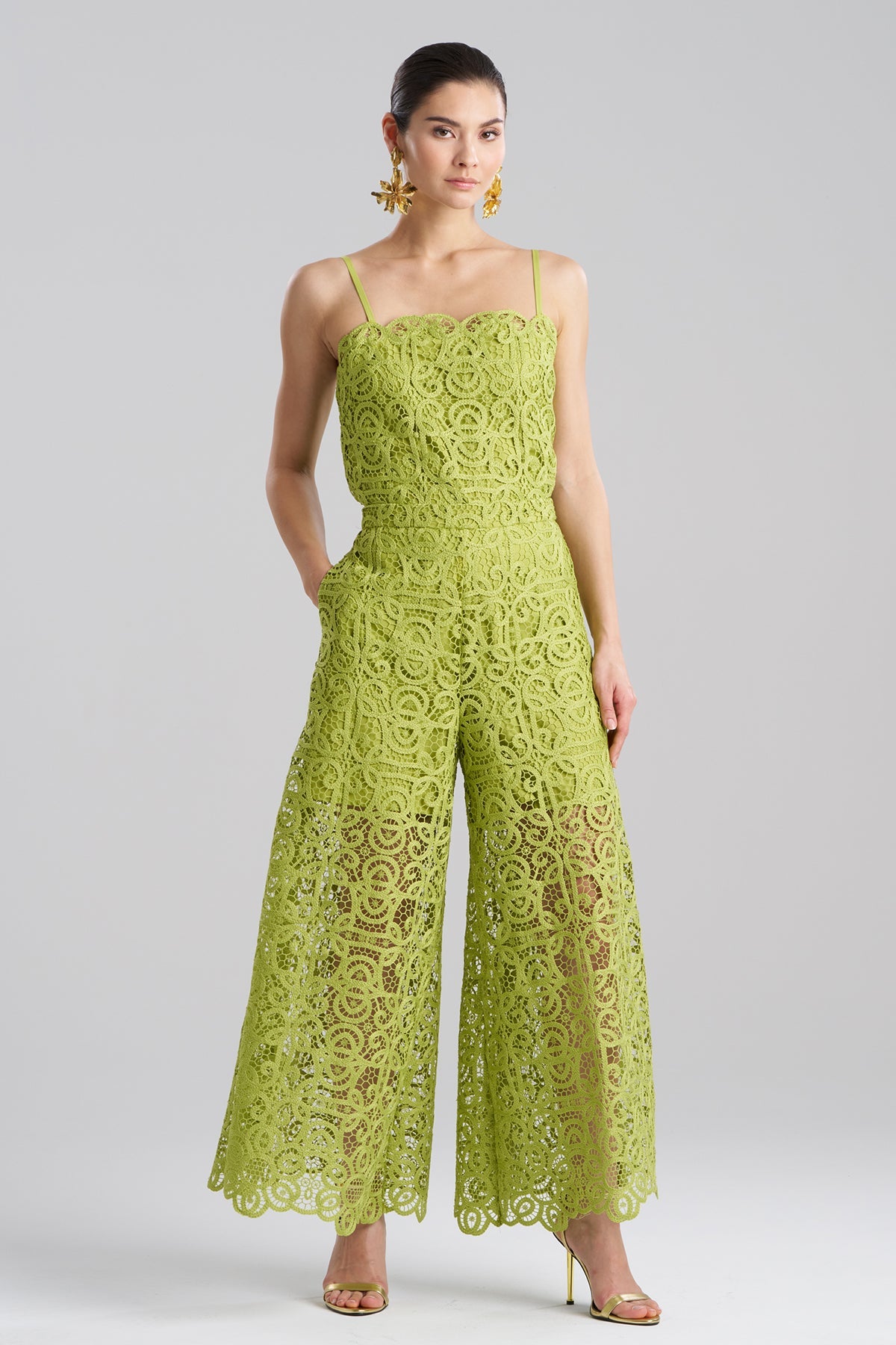 Raffia Lace Palazzo Pants Pear